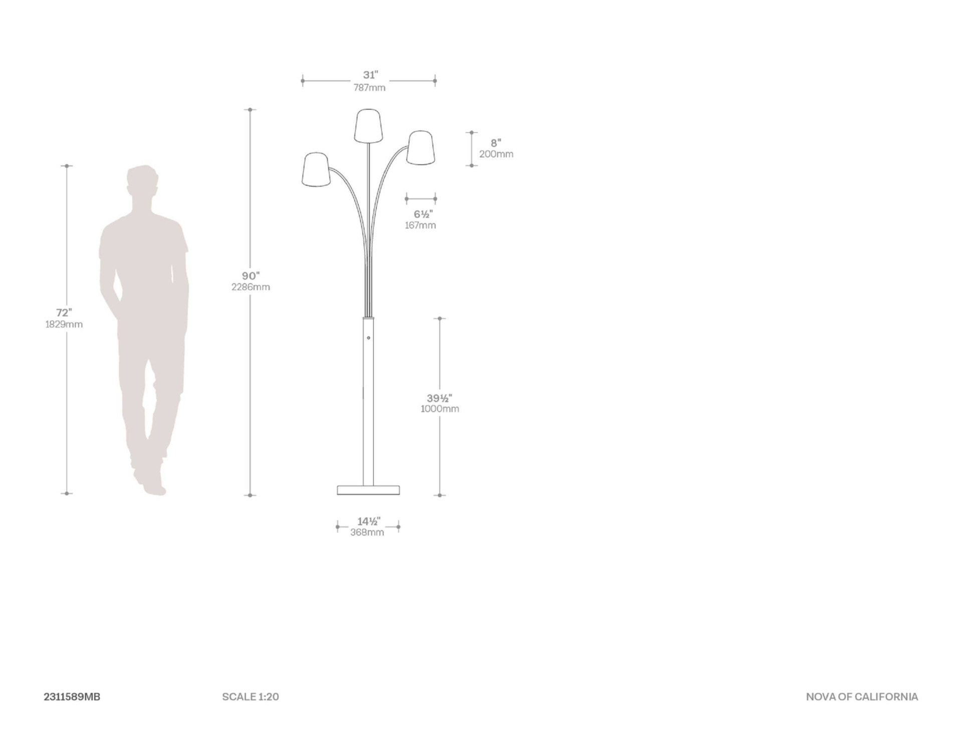 Culver 3 Light Arc Floor Lamp
