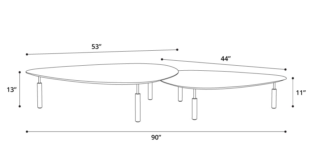 Finsbury Nesting Coffee Tables Dimensions