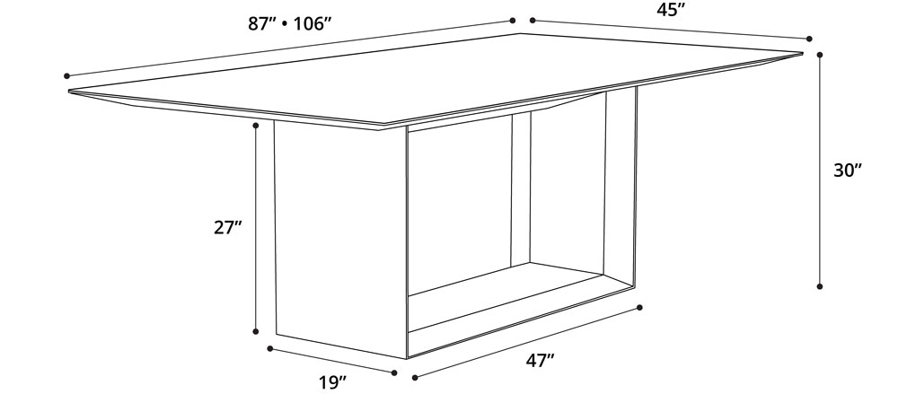 Greenwich 87in. Dining Table Dimensions