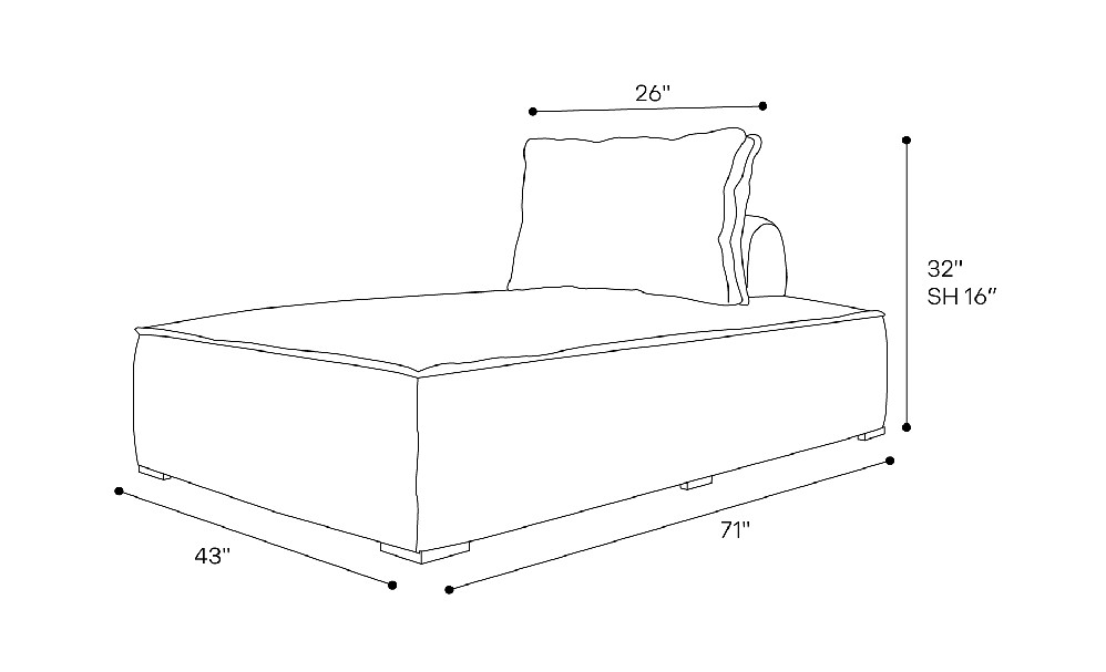 Hampton Outdoor Modular Chaise Dimensions