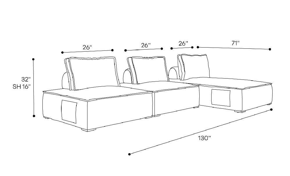 Hampton Outdoor Modular Sofa 03 Dimensions