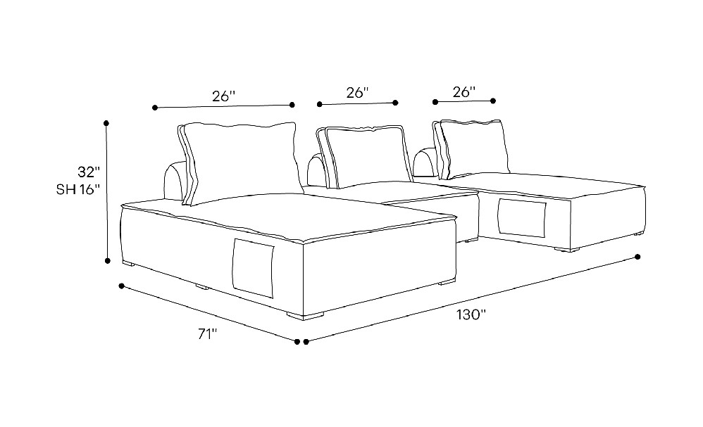 Hampton Outdoor Modular Sofa 04 Dimensions