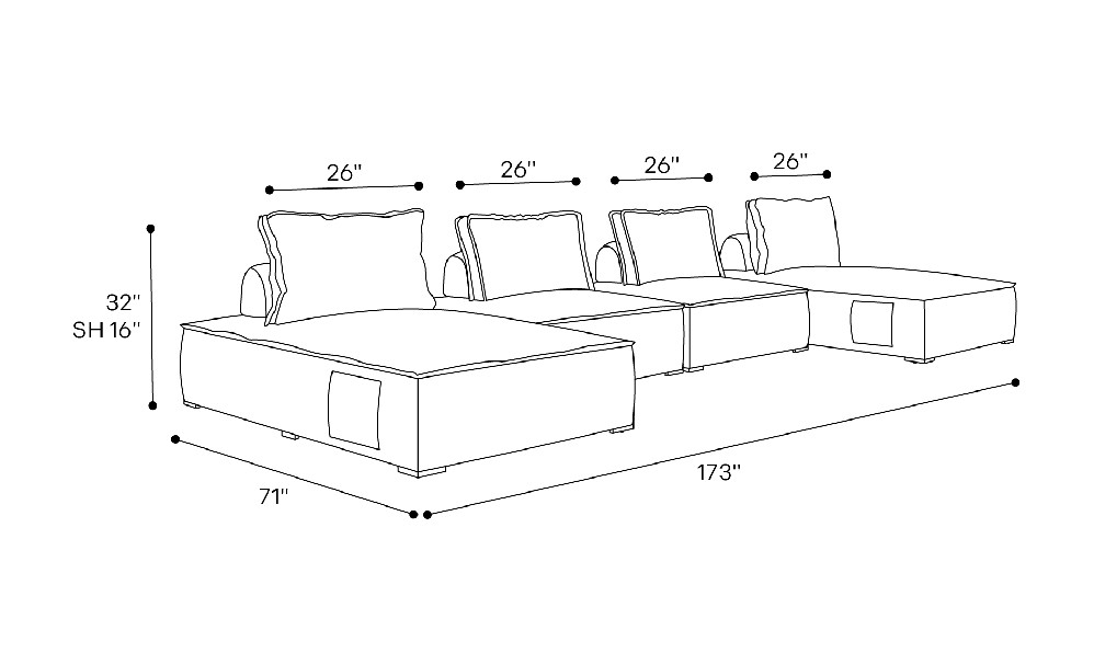 Hampton Outdoor Modular Sofa 05 Dimensions