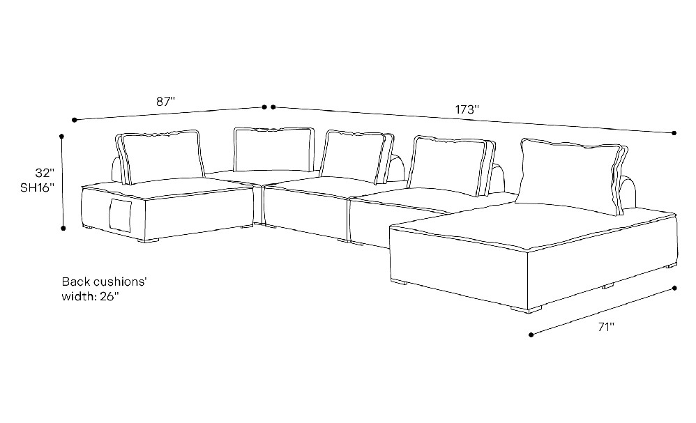 Hampton Outdoor Modular Sofa 05 Dimensions
