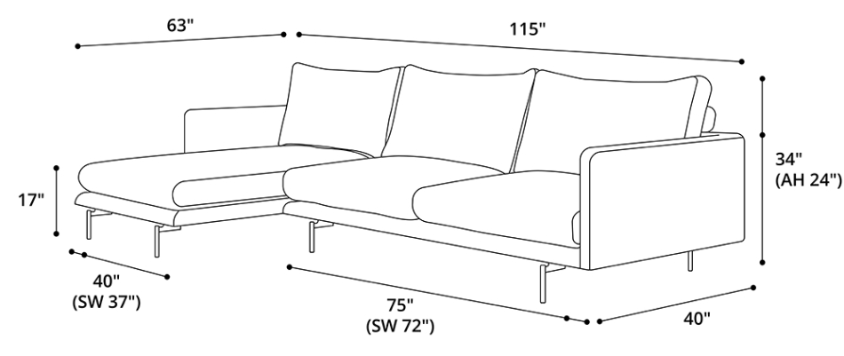 Houston Sectional Sofa Dimensions