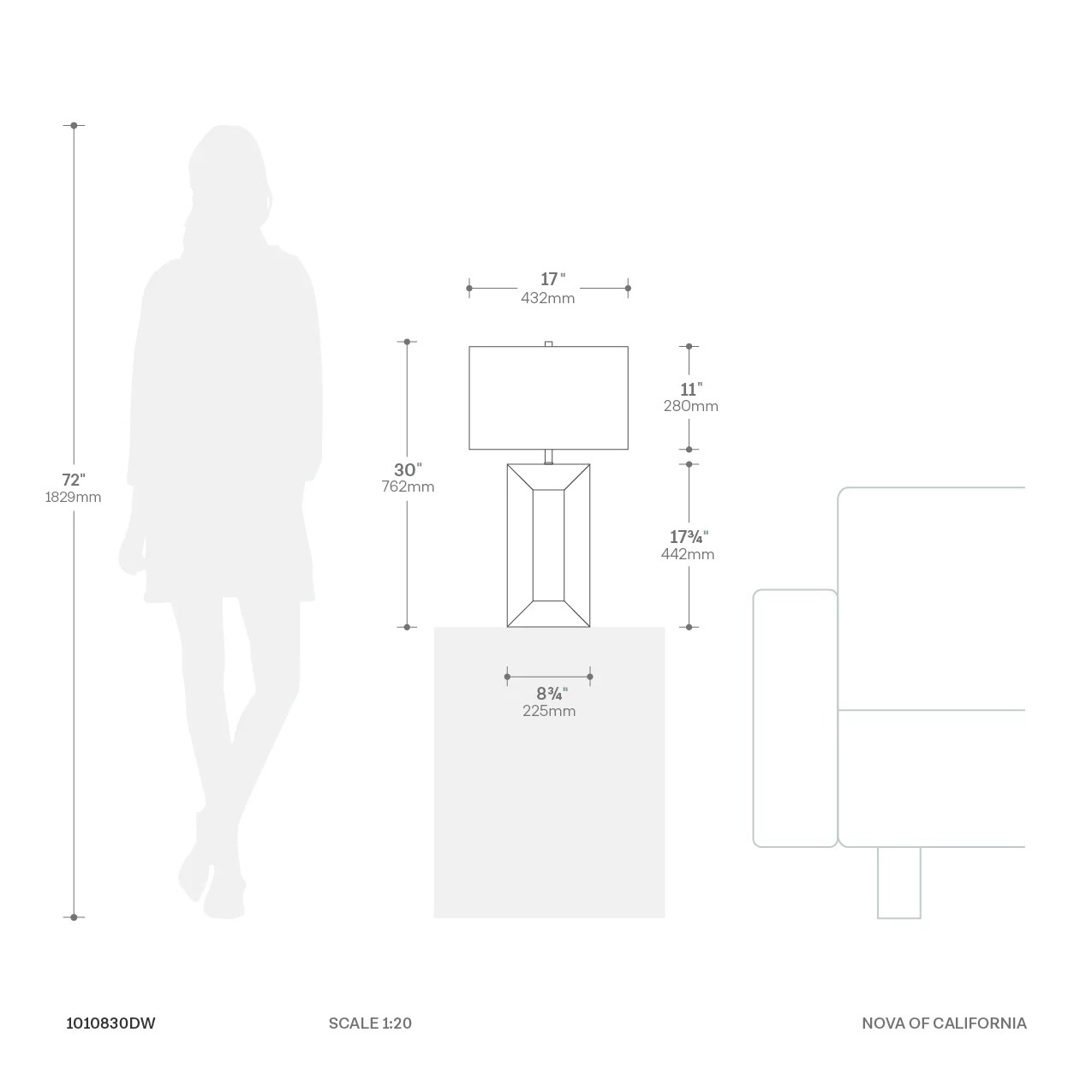 Julie Standing Table Lamp Dimensions