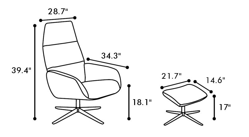 kebe lotus recliner dimensions