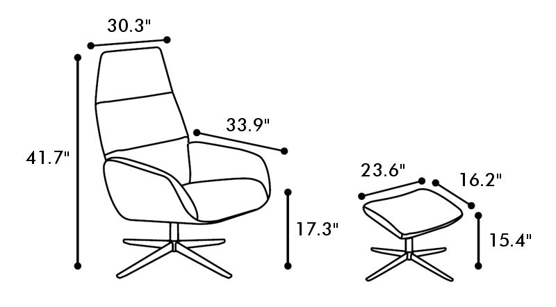 kebe palma recliner dimensions