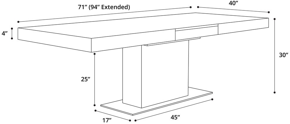 Lugo Dining Table Dimensions