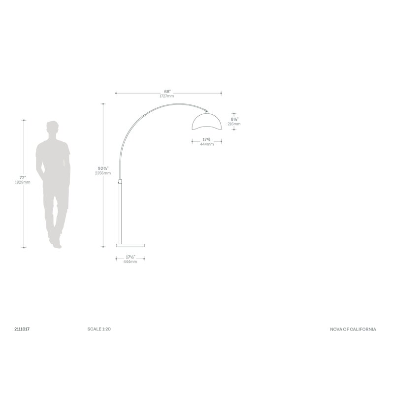 Luna Bella Arc Floor Lamp Dimensions