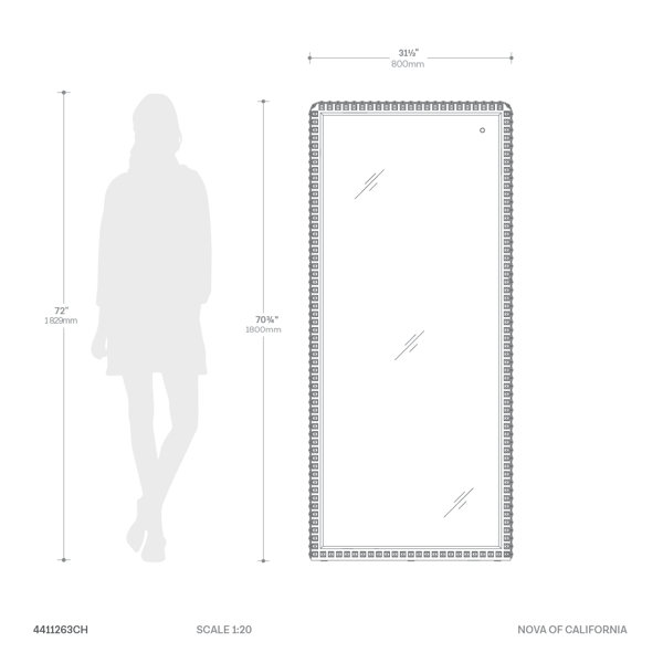 Marilyn Illuminated Leaner Floor Mirror Dimensions