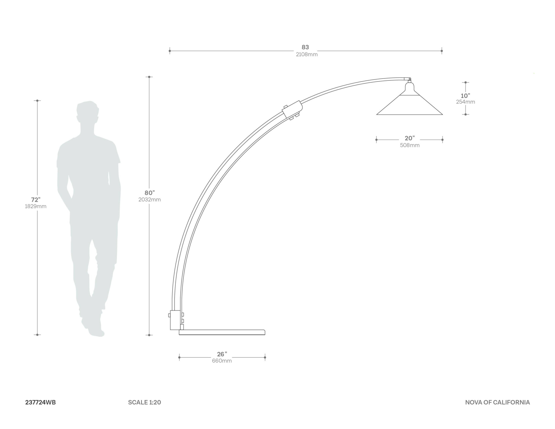 Melmar Arc Floor Lamp Dimensions