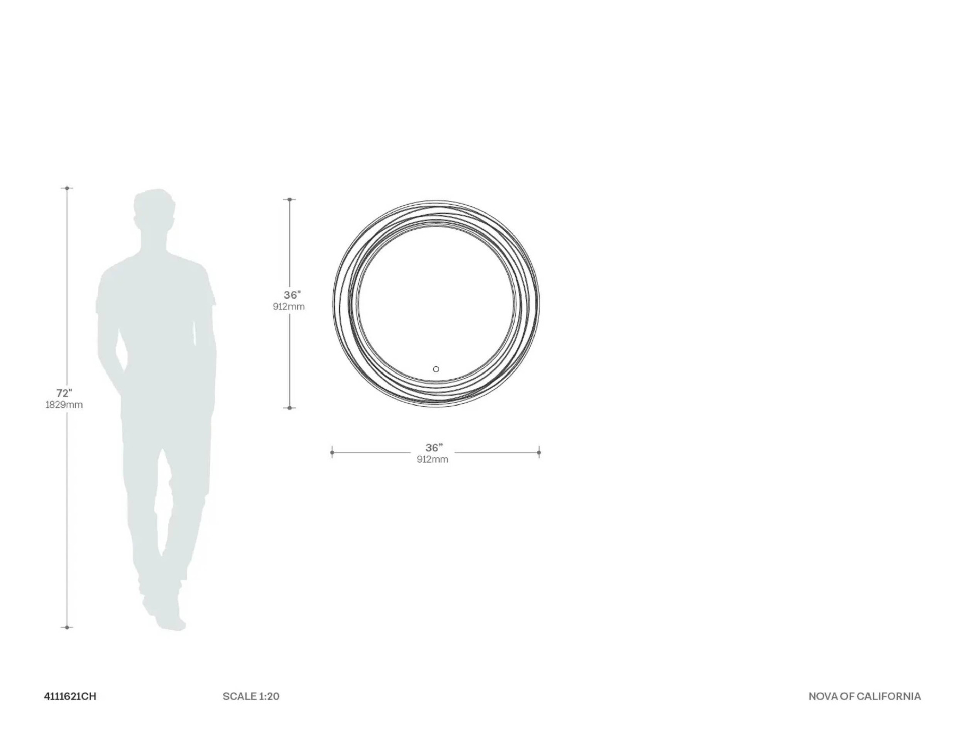 Mojave Round Backlit LED Wall Mirror Dimensions
