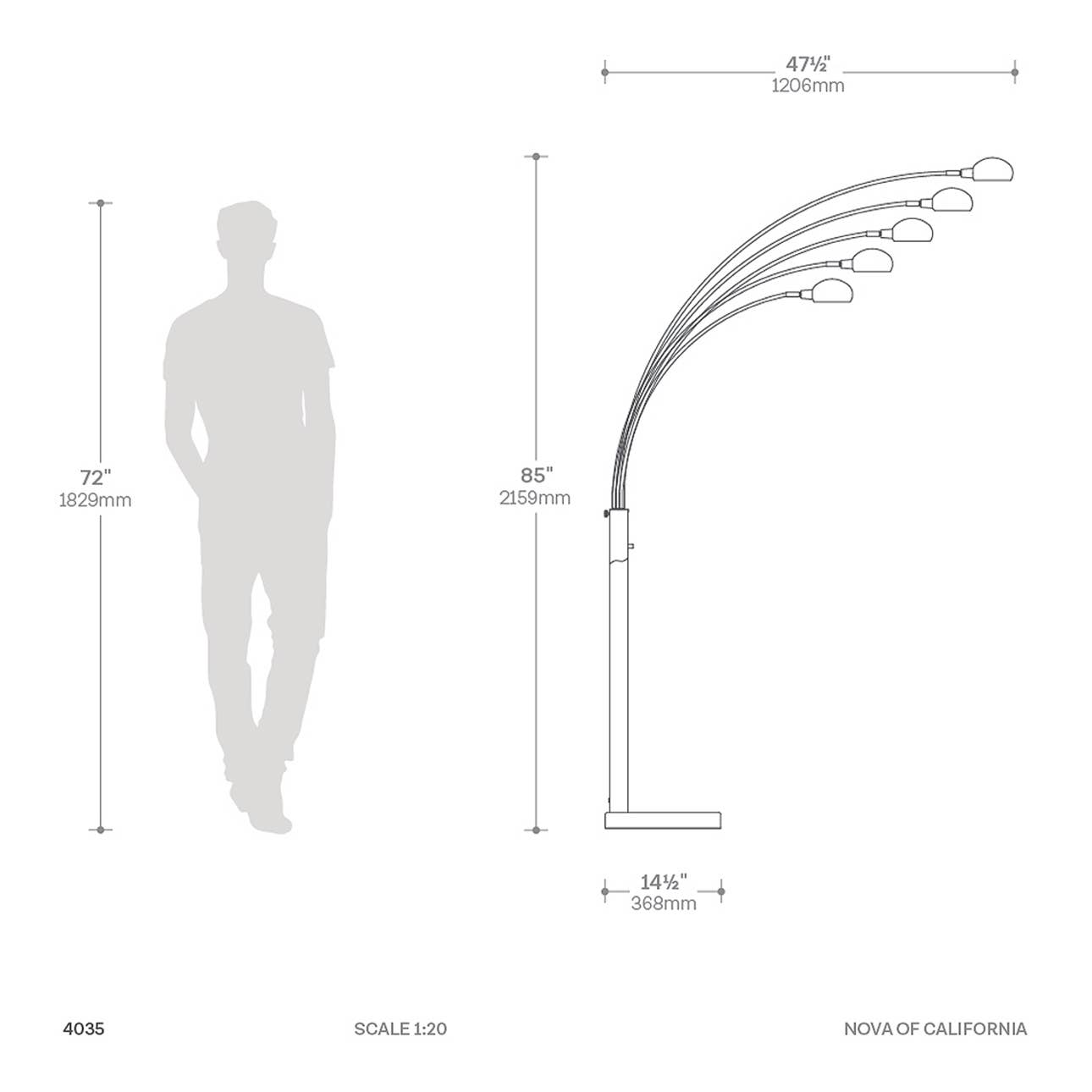Mushroom Light Arc Floor Lamp Dimensions