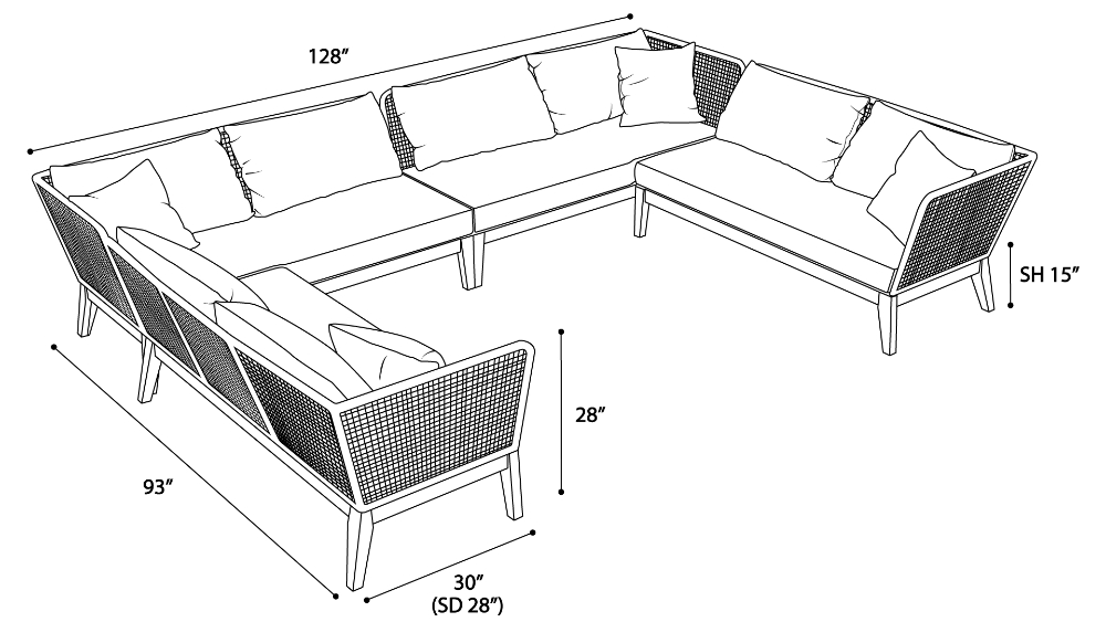 Netta Gathering Outdoor Sectional Sofa Dimensions