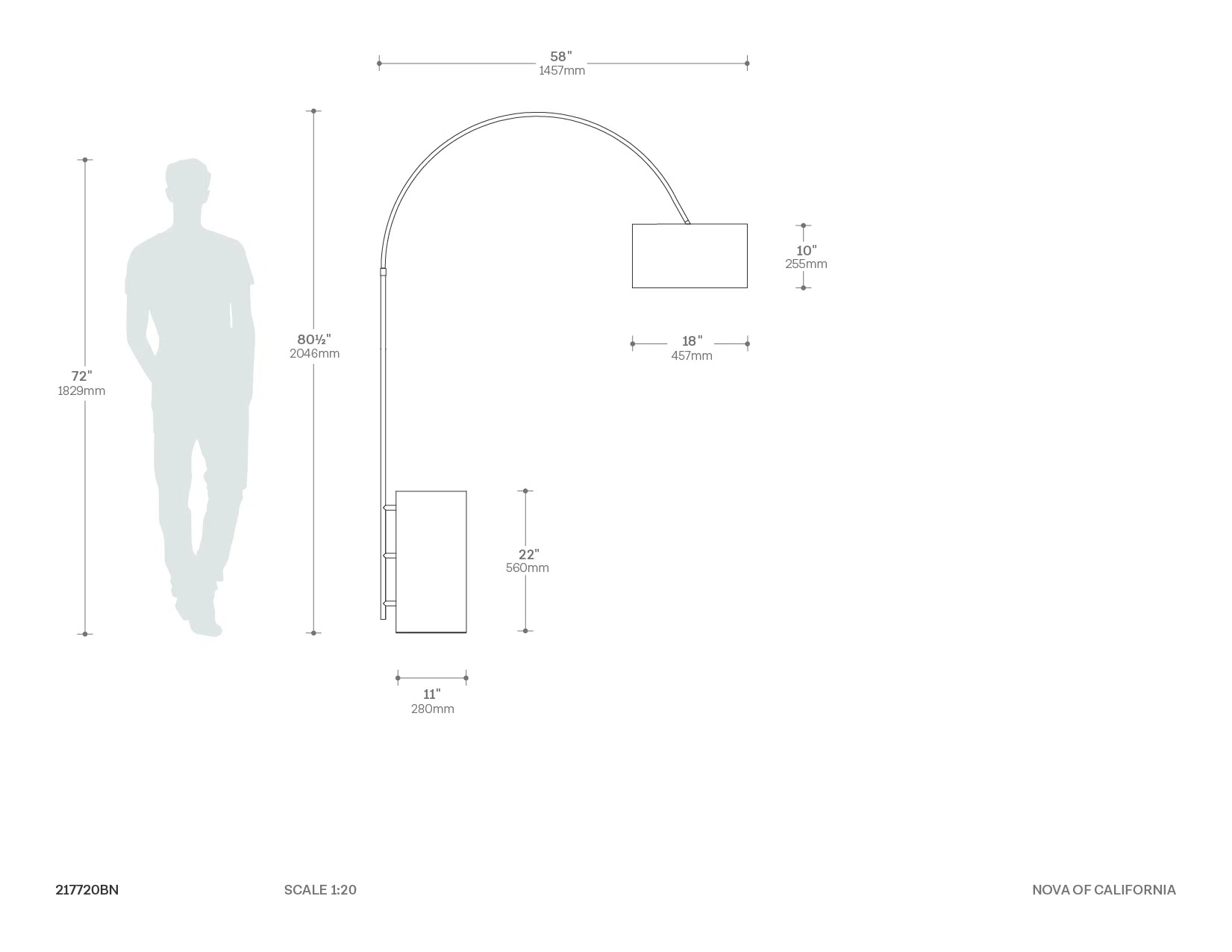 Palos Verdes Arc Floor Lamp Dimensions