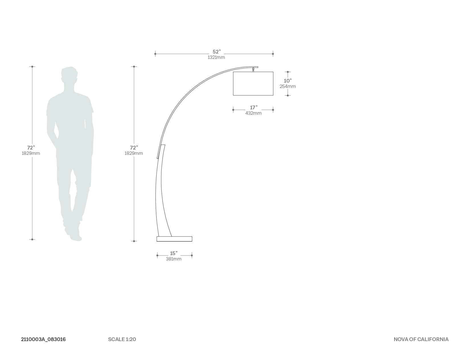 Plimpton 1 Light Arc Floor Lamp Dimensions
