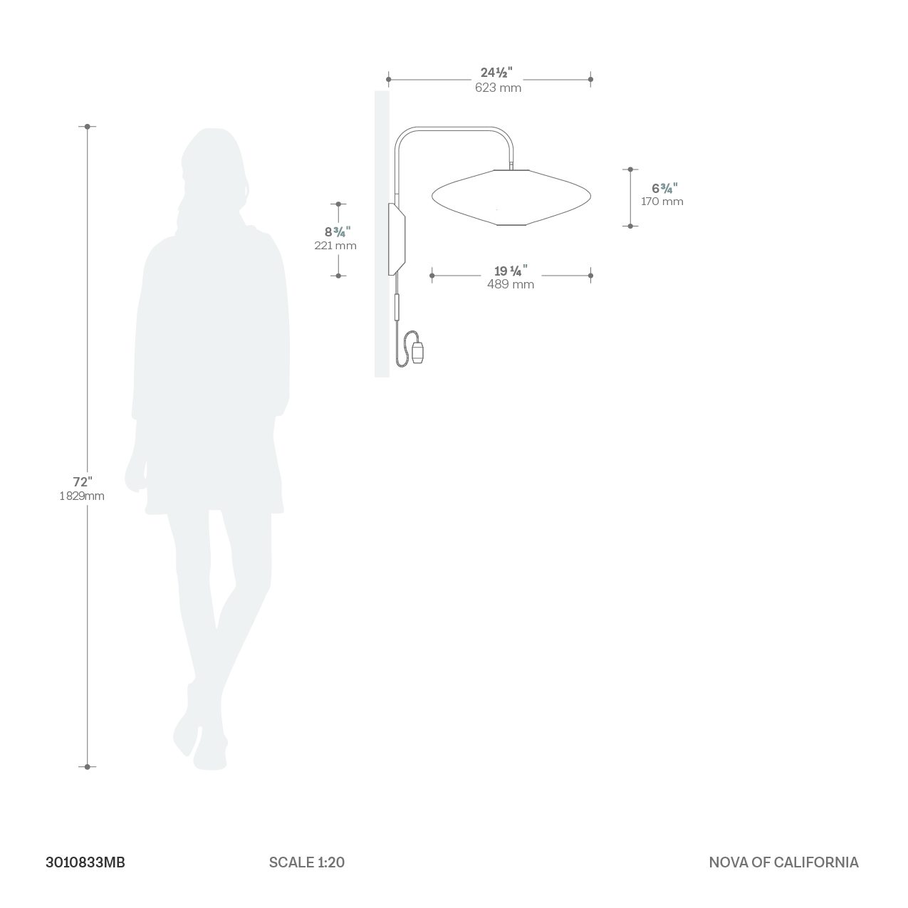Roswell Wall Sconce Dimensions