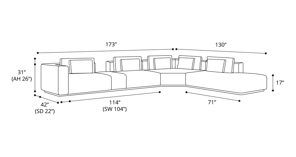 Sienna Corner Sectional Sofa with Right Arm