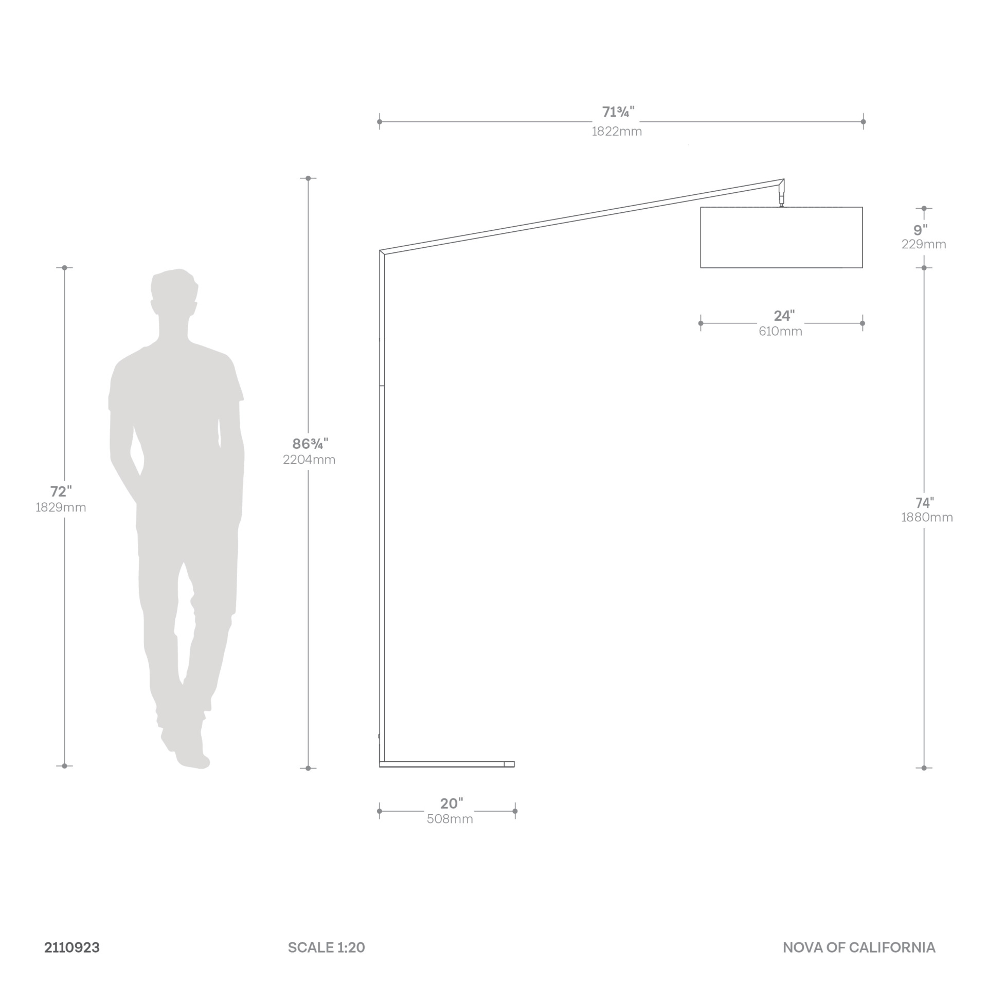 Stretch Arc Floor Lamp Dimensions
