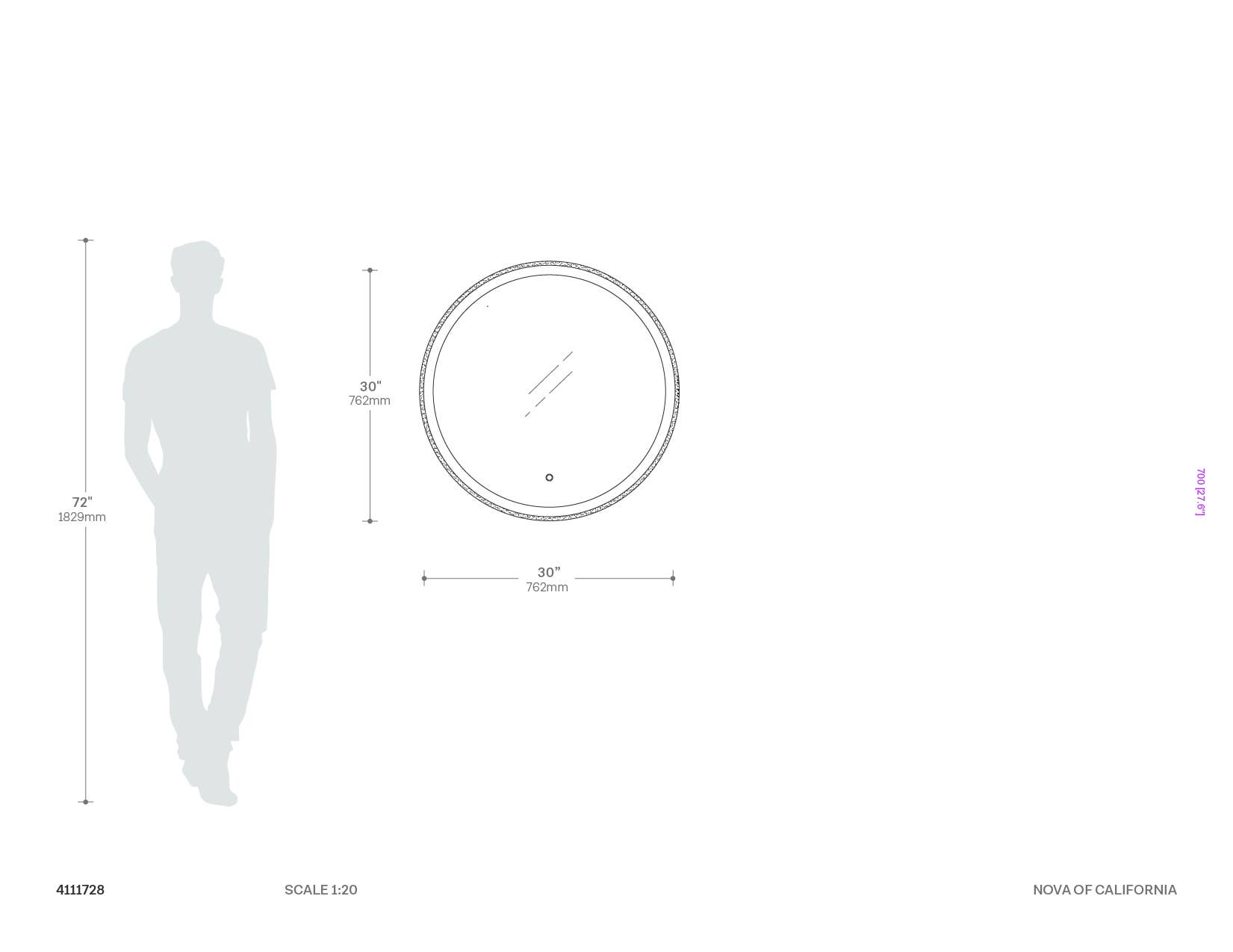 Super Star Round LED Mirror Dimensions