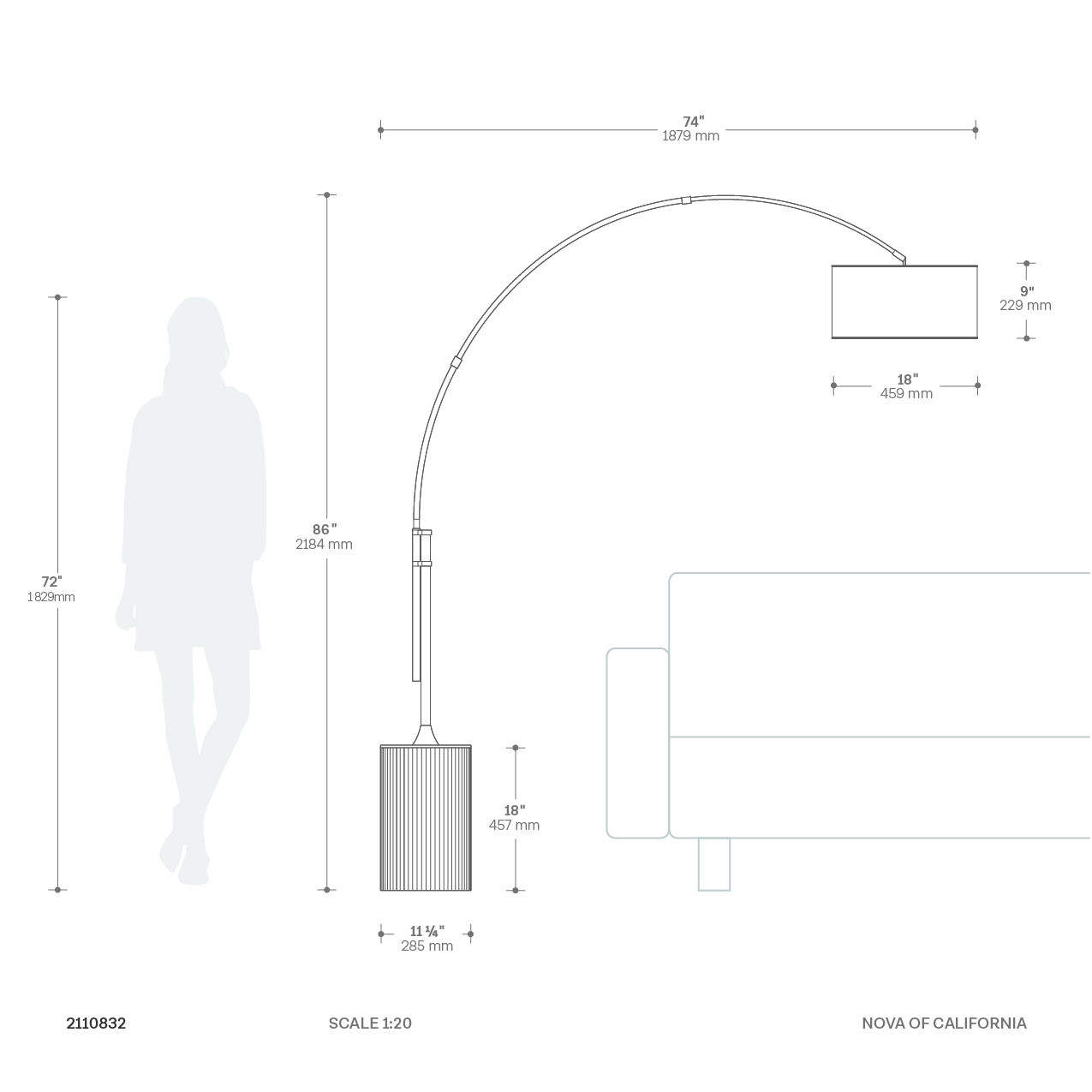 Tambo Arc Floor Lamp Dimensions