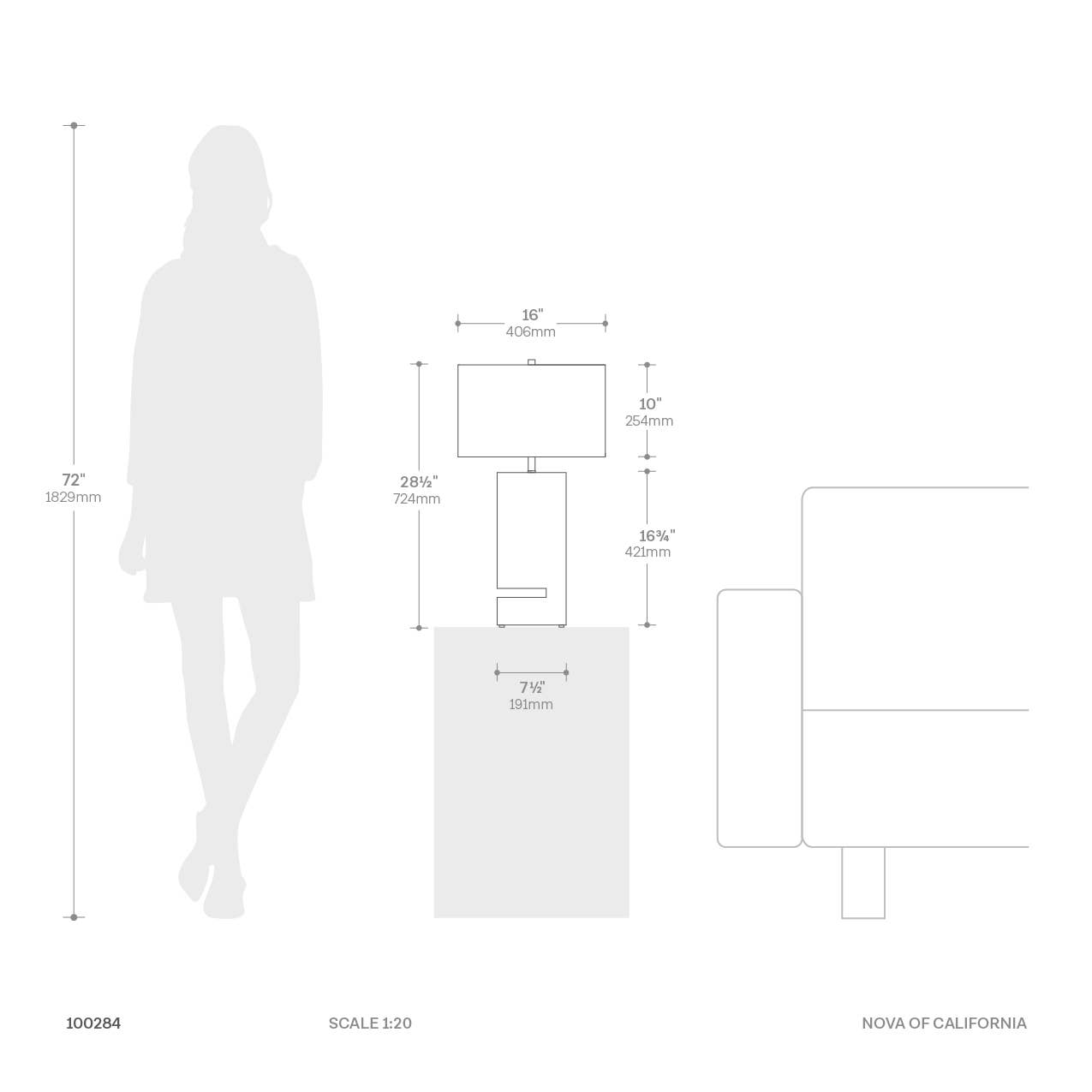 Zen Standing Table Lamp Dimensions