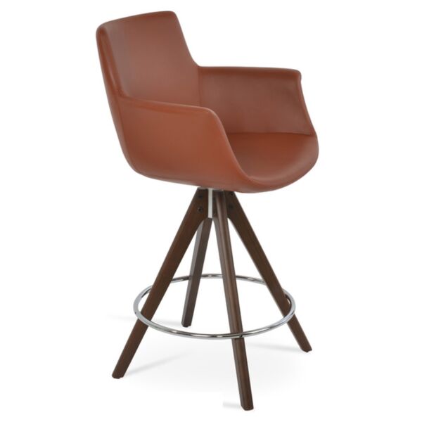 Bottega Arm Pyramid Wood Swivel Stool by sohoConcept