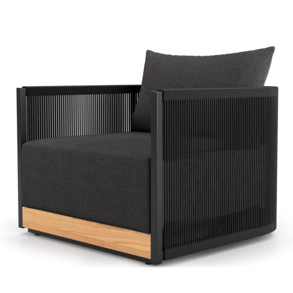 Cushions in Peppercorn Fabric, Body in Black Cord, Structure in Black Steel