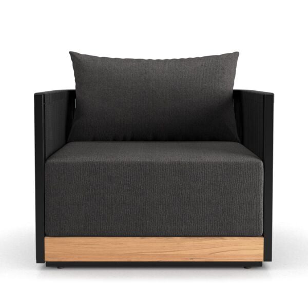 Cushions in Peppercorn Fabric, Body in Black Cord, Structure in Black Steel