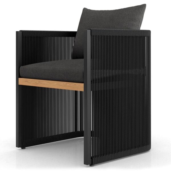 Cushions in Peppercorn Fabric, Body in Black Cord, Structure in Black Steel