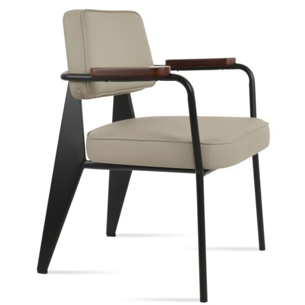 Black PPM Leatherette (2001-12) w/ Black Metal Frame and Walnut Finish Wood Armrests