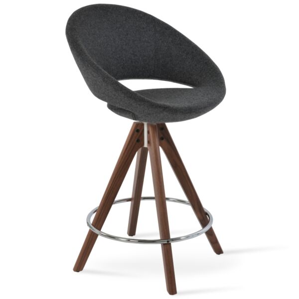Crescent Pyramid Wood Swivel Stool by sohoConcept