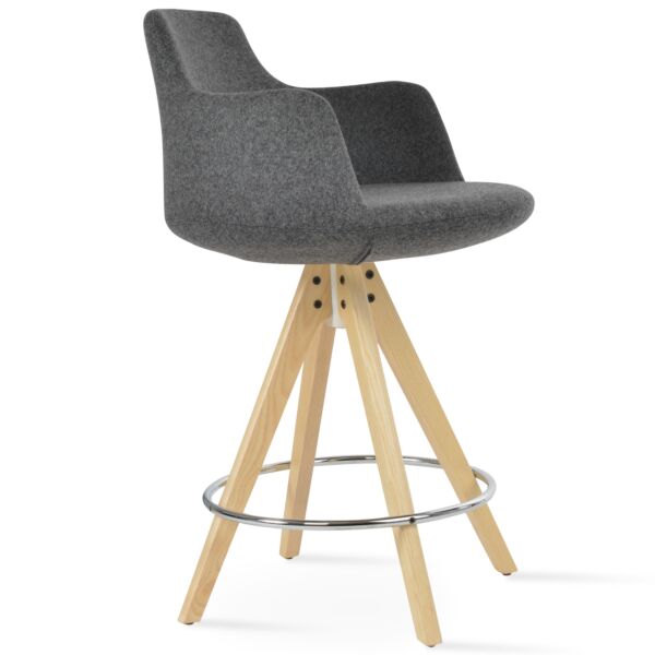 Dervish Large Pyramid Wood Swivel Stool by sohoConcept