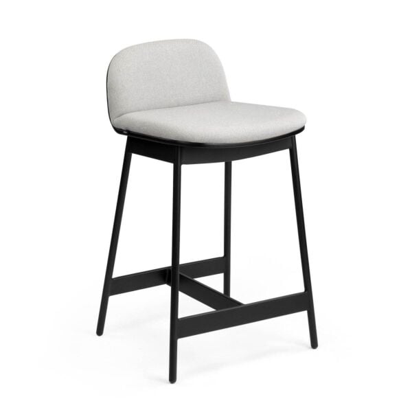 Pewter Gray Fabric - Black Ash Backrest - Black Powder Coated Base