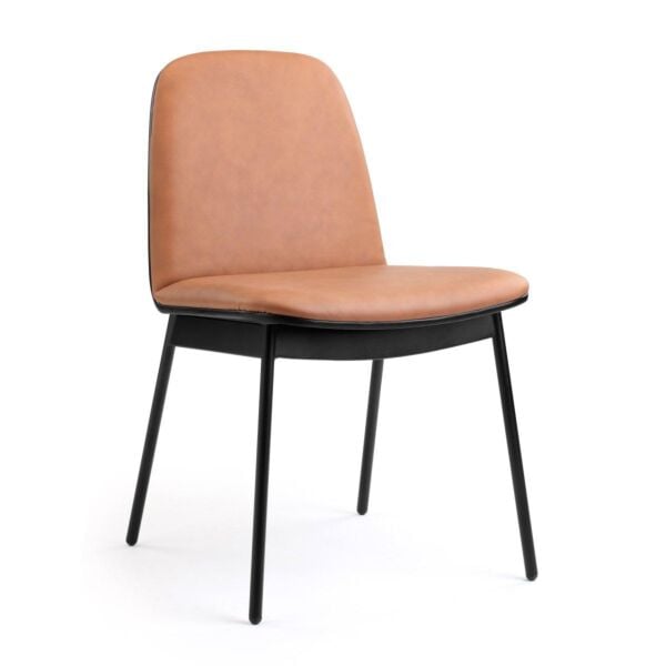 Chestnut Leather - Black Ash Backrest - Black Powder Coated Base