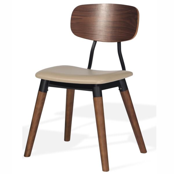 Black PPM-S Leatherette (502-40)-Solid Ash Walnut Finish Legs
