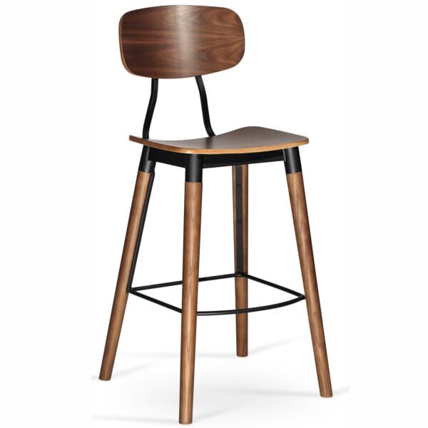 Plywood Oak Natural Veneer on Solid Ash Natural Finish Legs - White Steel Frame