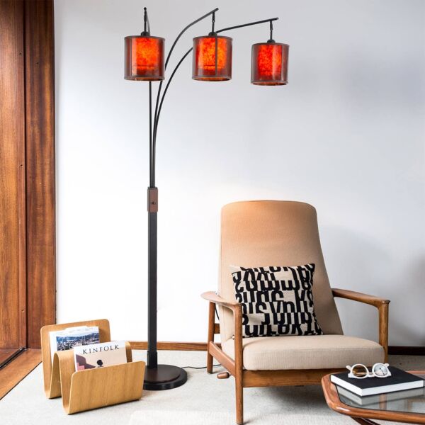 Layers Natural Mica 3 Light Arc Floor Lamp