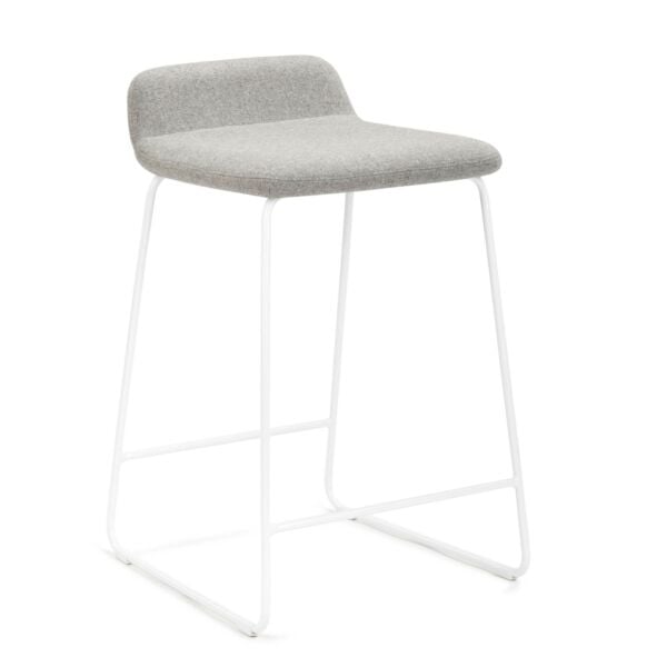 Pewter Gray Fabric - White Powder Coated Steel