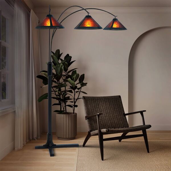 Natural Mica 3 Light Arc Floor Lamp