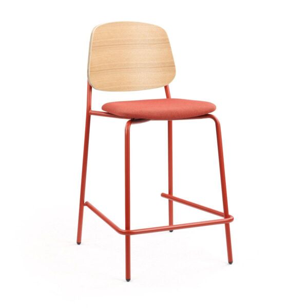 Terra Cotta Fabric - Natural Ash Backrest - Terra Cotta Powder Coated Base