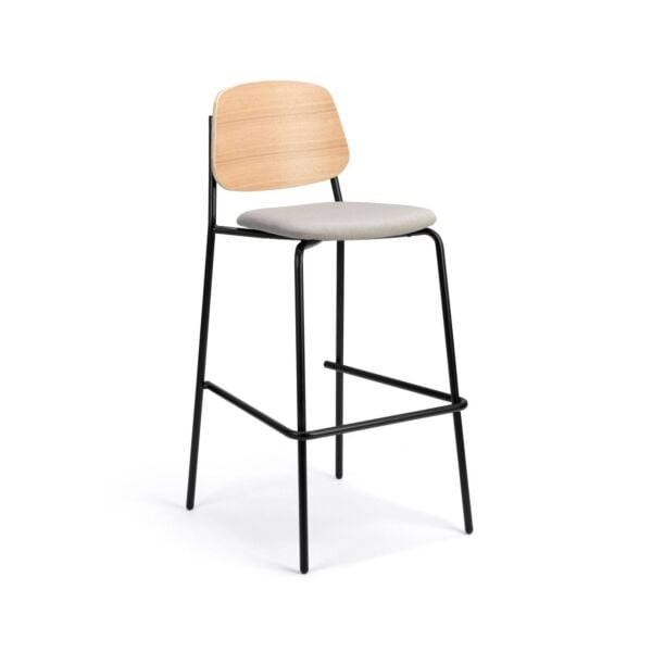 Lead Gray Fabric - Black Ash Backrest - Black Powder Coated Base