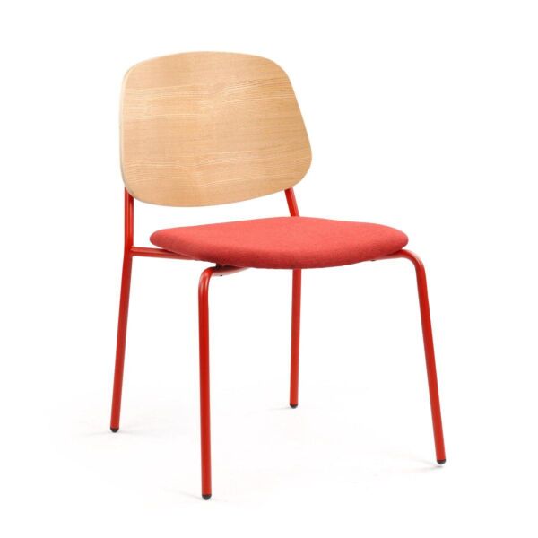Pewter Gray Fabric - Natural Ash Backrest - Black Powder Coated Base