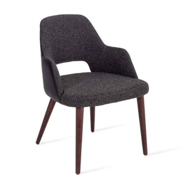 Black Boucle Fabric (Juno 10) - Black PPM-FR Leatherette (901) - Walnut Finish Legs