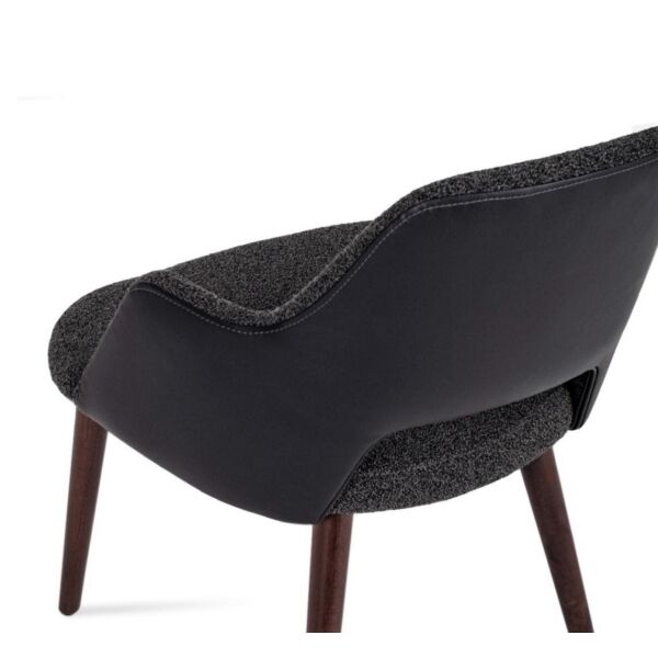 Black Boucle Fabric (Juno 10) - Black PPM-FR Leatherette (901) - Walnut Finish Legs