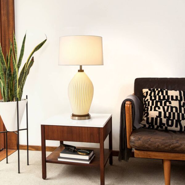 Santa Clara Bone Porcelain Table Lamp with Nightlight