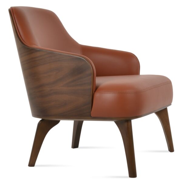 Cinnamon Leatherette (350) - Walnut Plywood Shell - Walnut Stained Solid Wood Legs