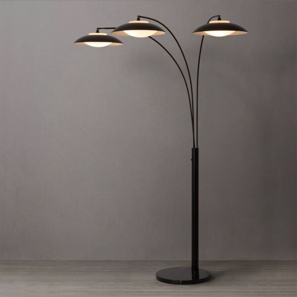 Saucer 3 Light Arc Floor Lamp
