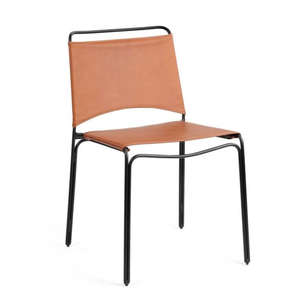 Black Leather - Black Powder Coated Steel